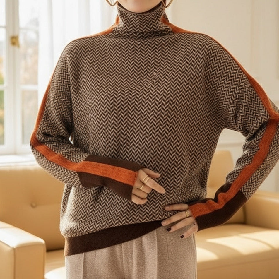 Eleanor | High-Collar Herringbone Luxe