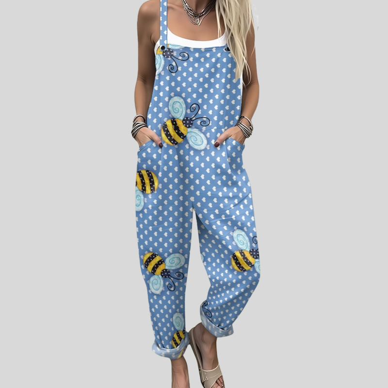 Light-Blue Dungarees with Bees