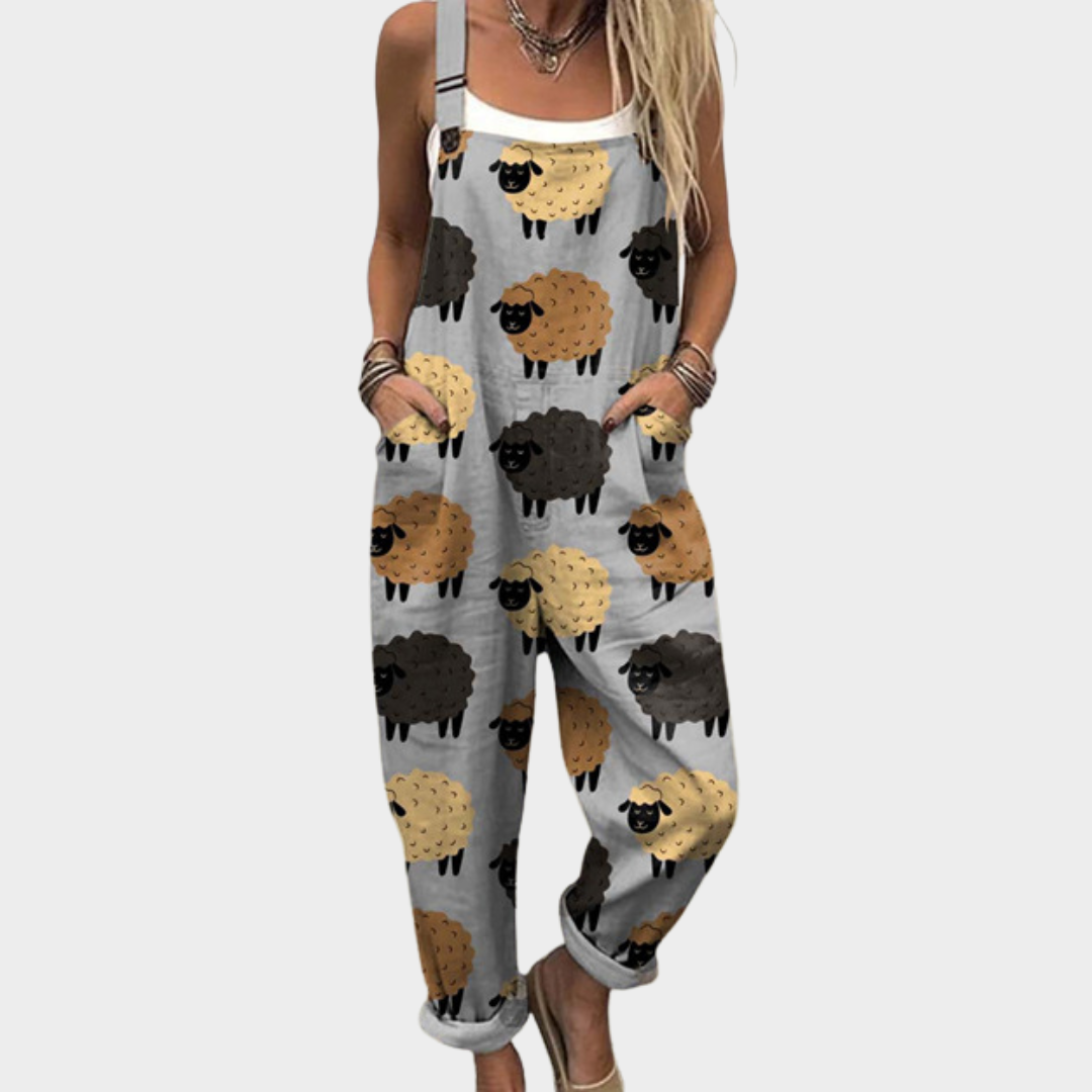 Dungarees with Sheep, Grey
