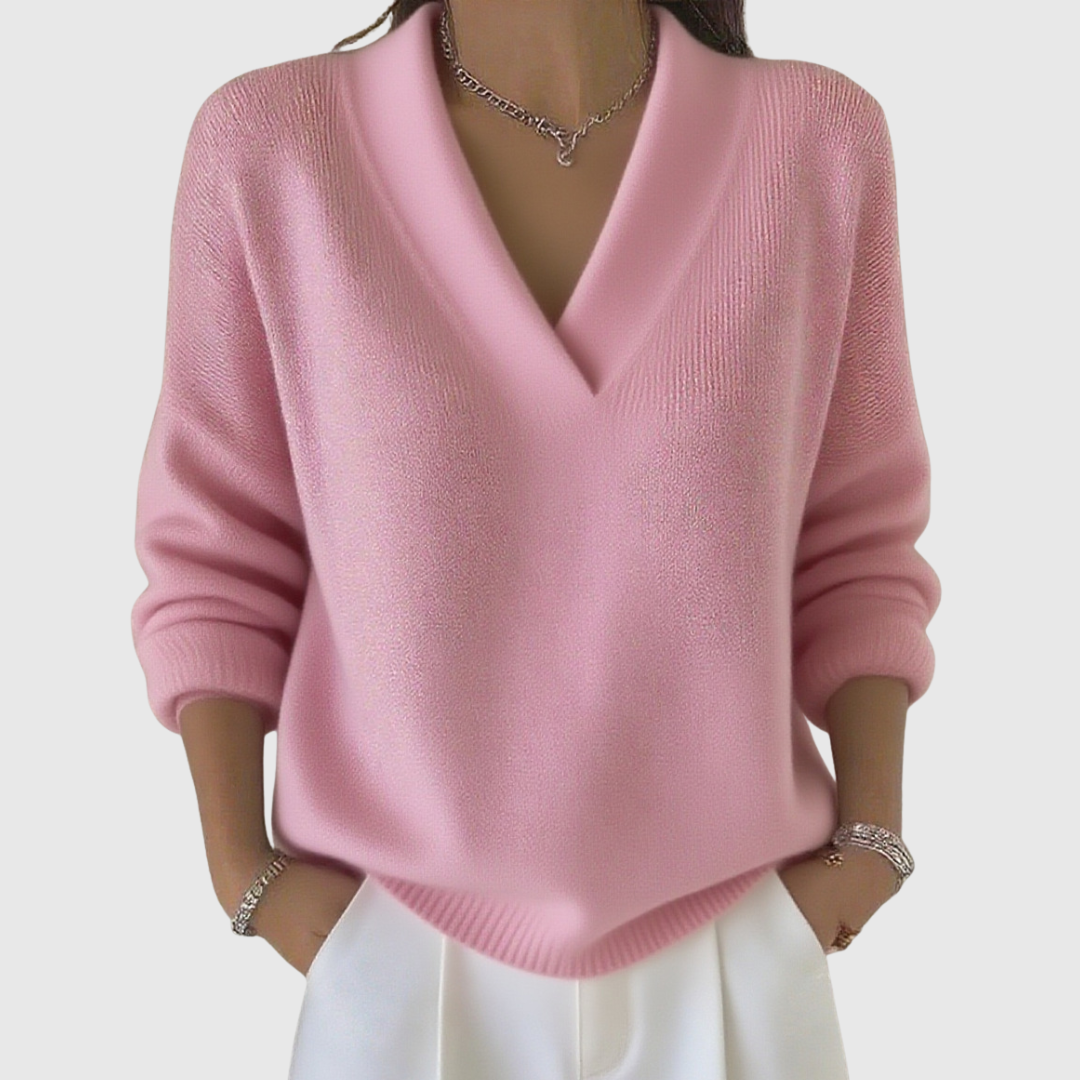 Faye | Soft V-Neck Jumper in Relaxed Fit