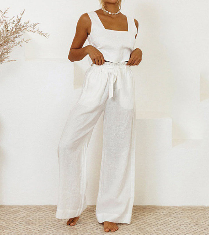 Megan - Minimalist Top and Flared Trousers Ensemble