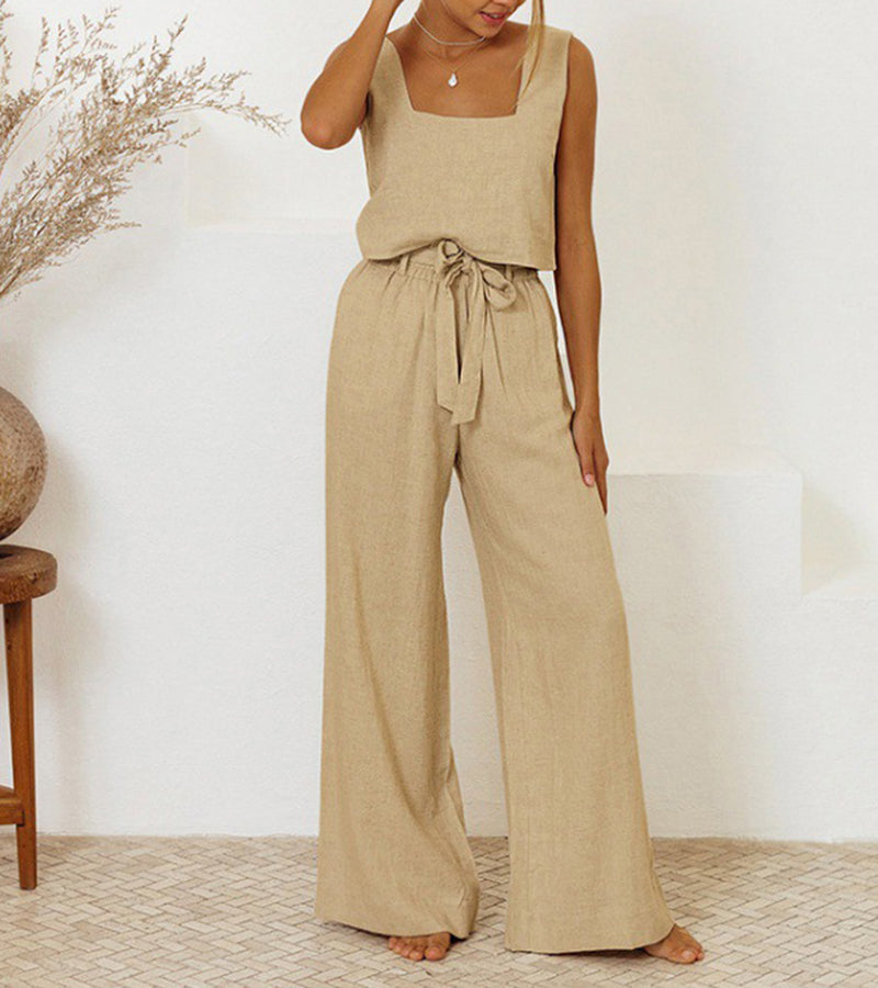 Megan - Minimalist Top and Flared Trousers Ensemble