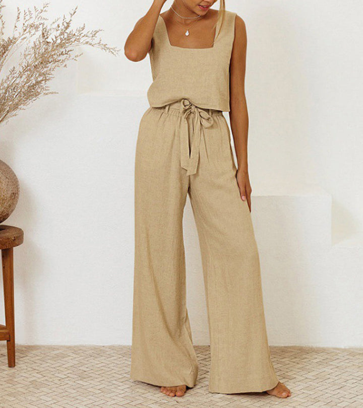 Megan - Minimalist Top and Flared Trousers Ensemble