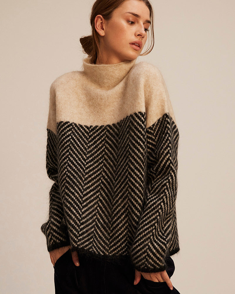 Norah | Cotton Jumper with Stand-Up Collar