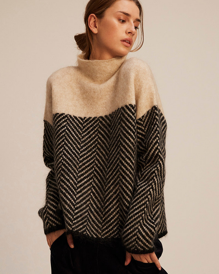 Norah | Cotton Jumper with Stand-Up Collar