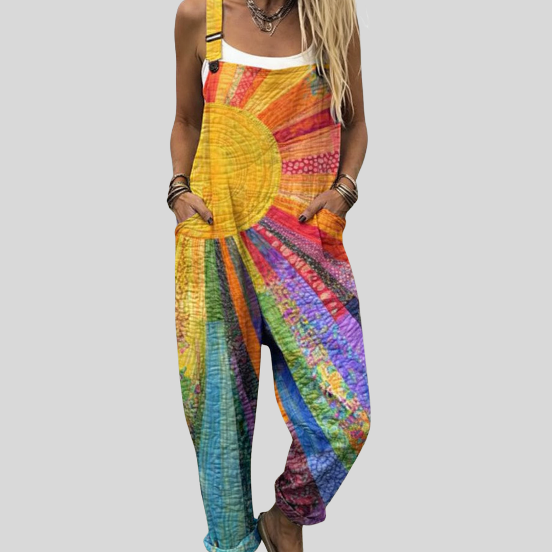 Colourful Sun Tie-Dye Dungarees