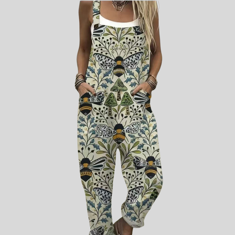 Sage-Green Dungarees with Bees