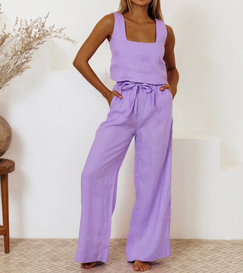 Megan - Minimalist Top and Flared Trousers Ensemble