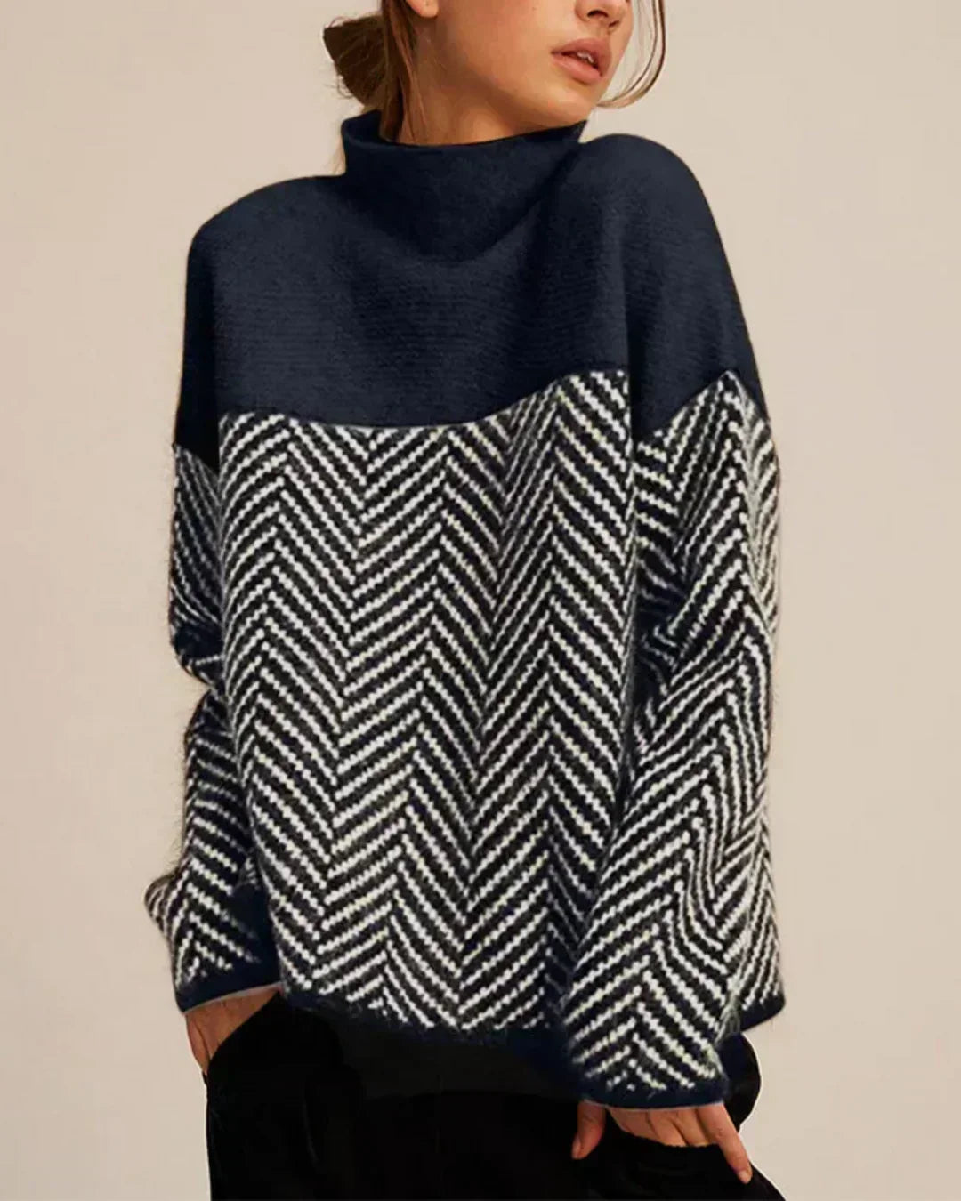 Norah | Cotton Jumper with Stand-Up Collar