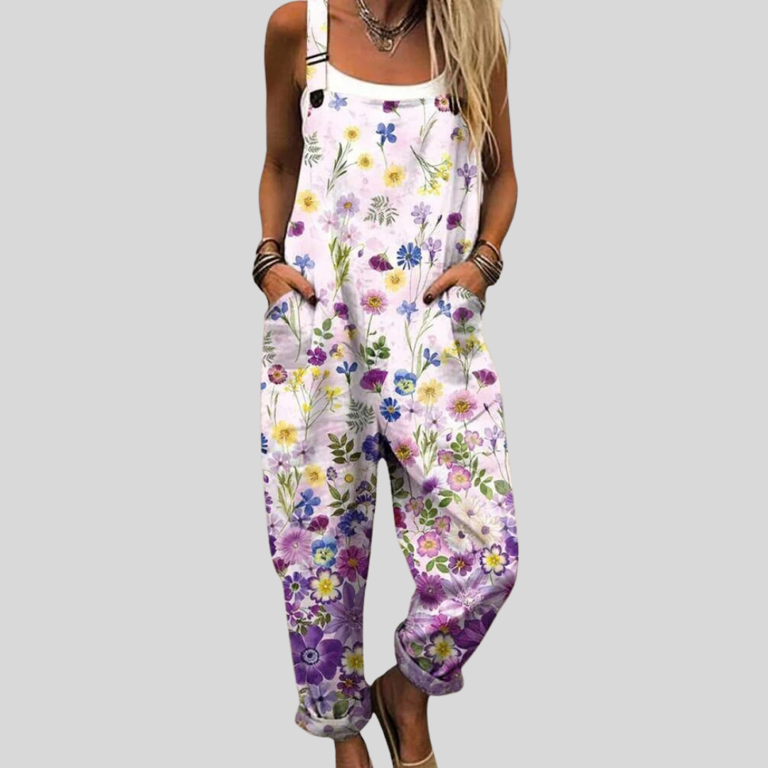 Dungarees with Wildflowers, Lilac