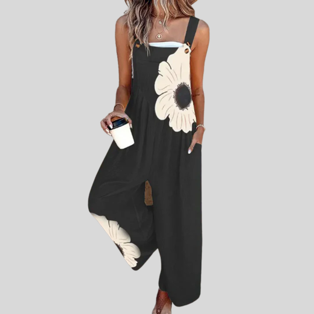 Black Dungarees with Large Blossom