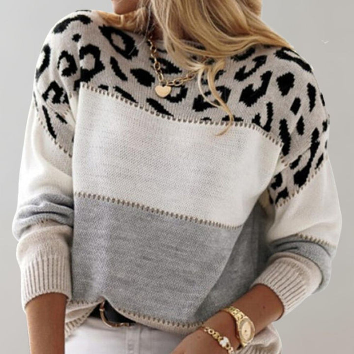 Diane | Knitted Jumper with Leopard Accent