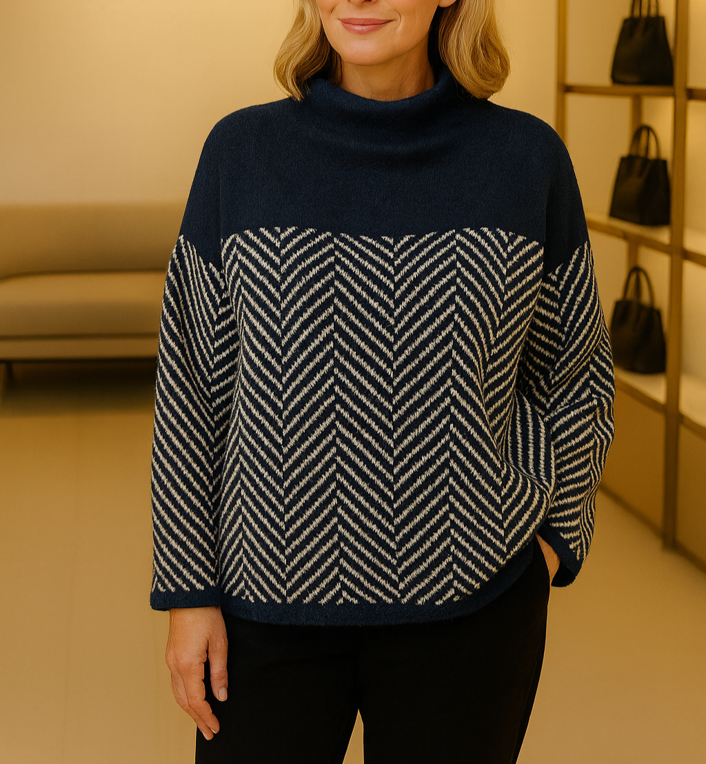 Norah | Cotton Jumper with Stand-Up Collar