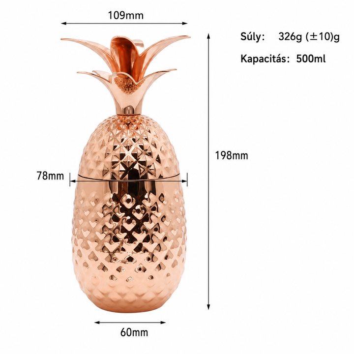 Hand-Hammered Copper Pineapple Glass Set