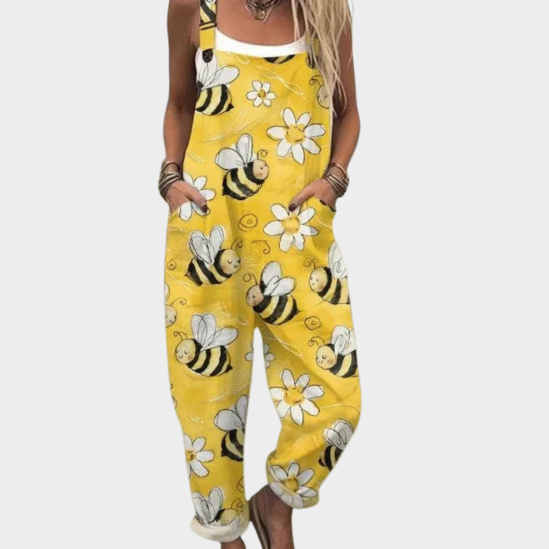 Dungarees with Bees and Daisies