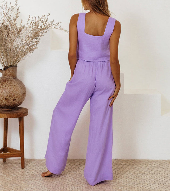 Megan - Minimalist Top and Flared Trousers Ensemble