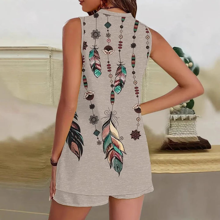 Vilma - Boho Feather Loungewear Set