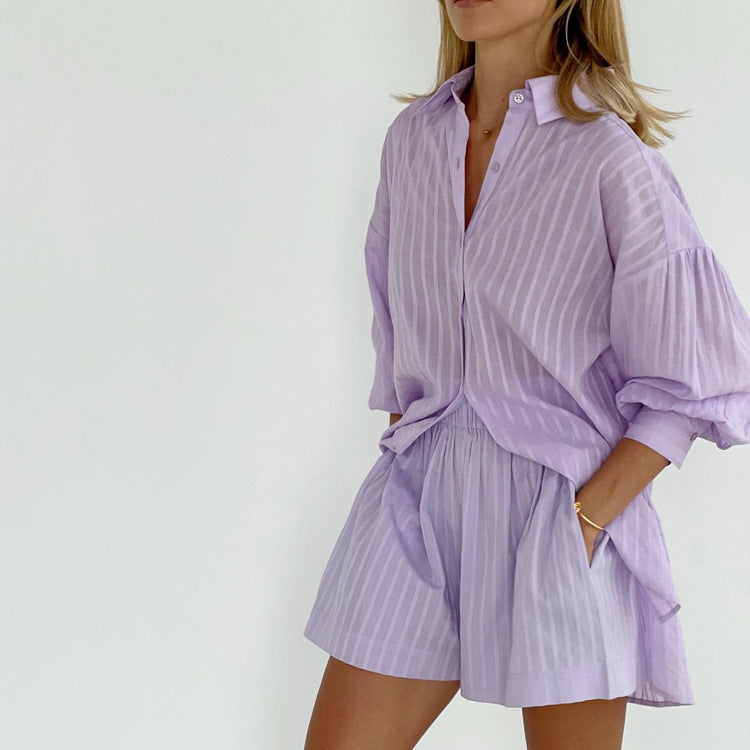Viola - Set with Button Placket and Airy Shorts