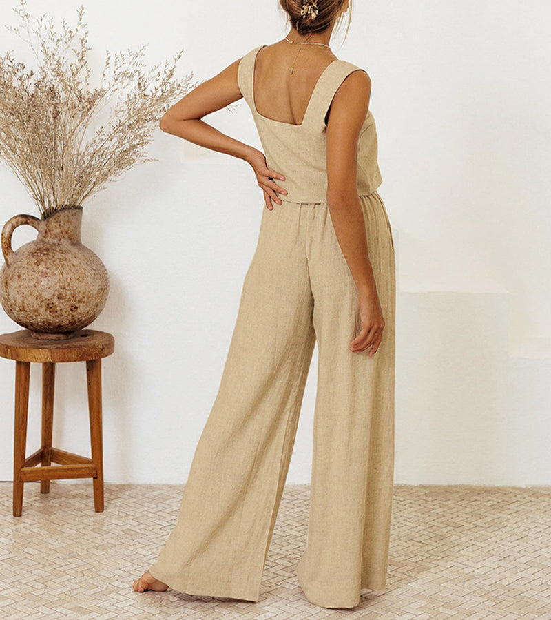 Megan - Minimalist Top and Flared Trousers Ensemble