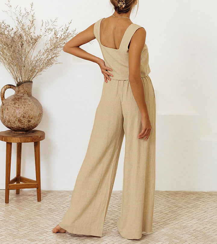Megan - Minimalist Top and Flared Trousers Ensemble