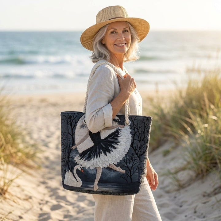 Elegant Ballerina Artisan Quilted Beach Bag