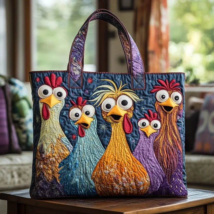 Five Colourful Chickens Artisan Quilted Bag