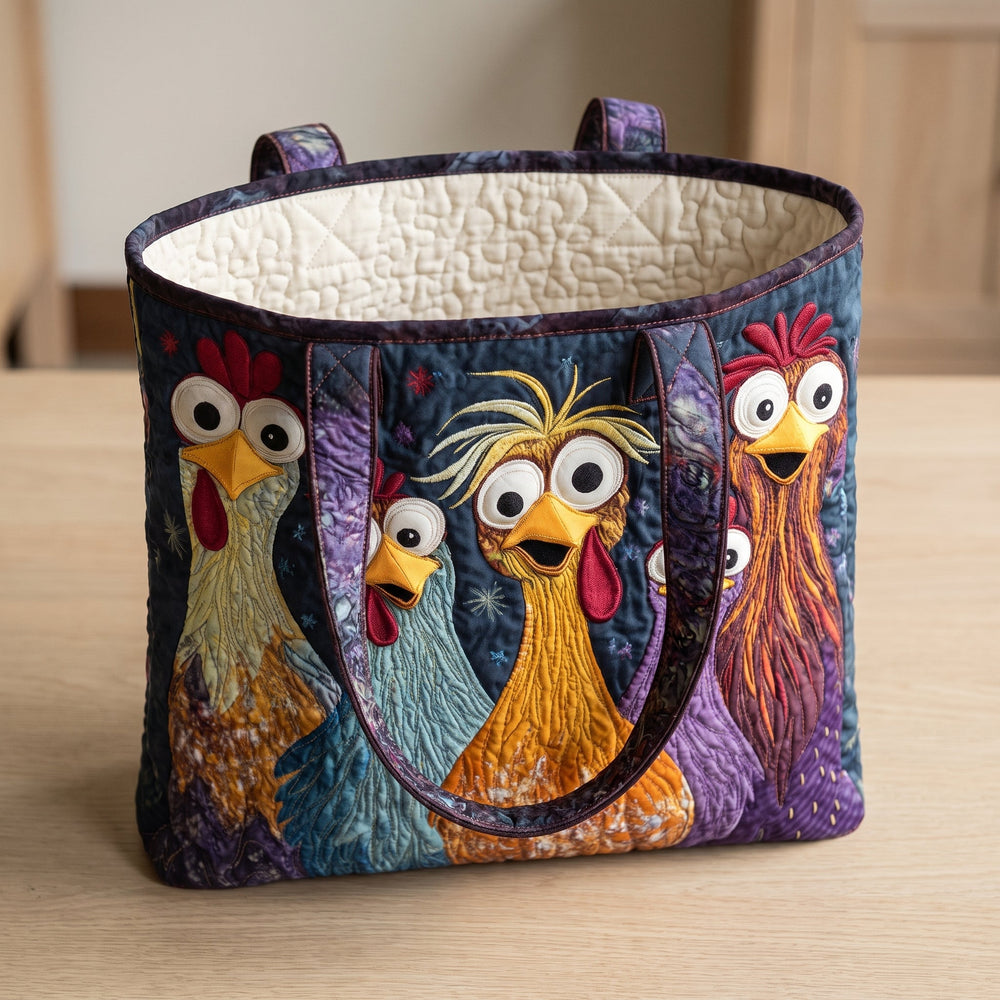 Five Colourful Chickens Artisan Quilted Bag