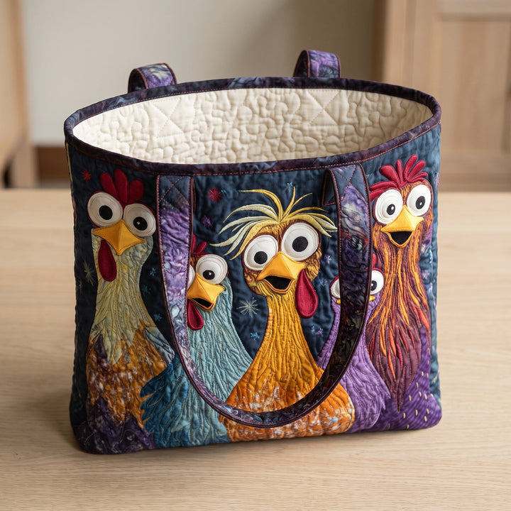 Five Colourful Chickens Artisan Quilted Bag
