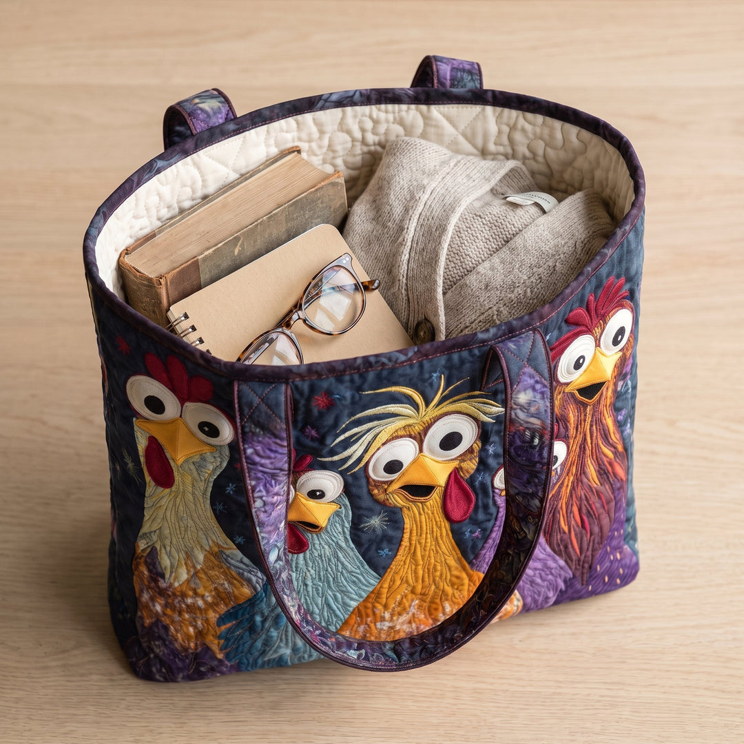Five Colourful Chickens Artisan Quilted Bag