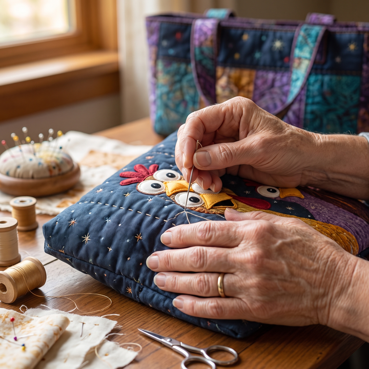 Five Colourful Chickens Artisan Quilted Bag