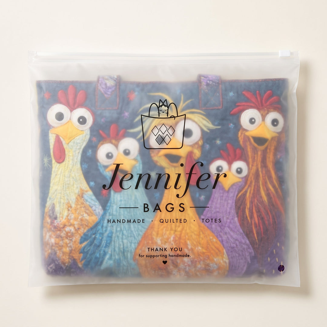 Five Colourful Chickens Artisan Quilted Bag