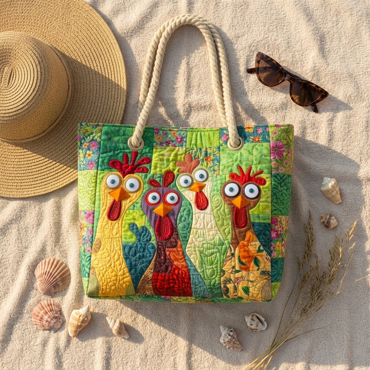 Funky Chicken Artisan Quilted Beach Bag