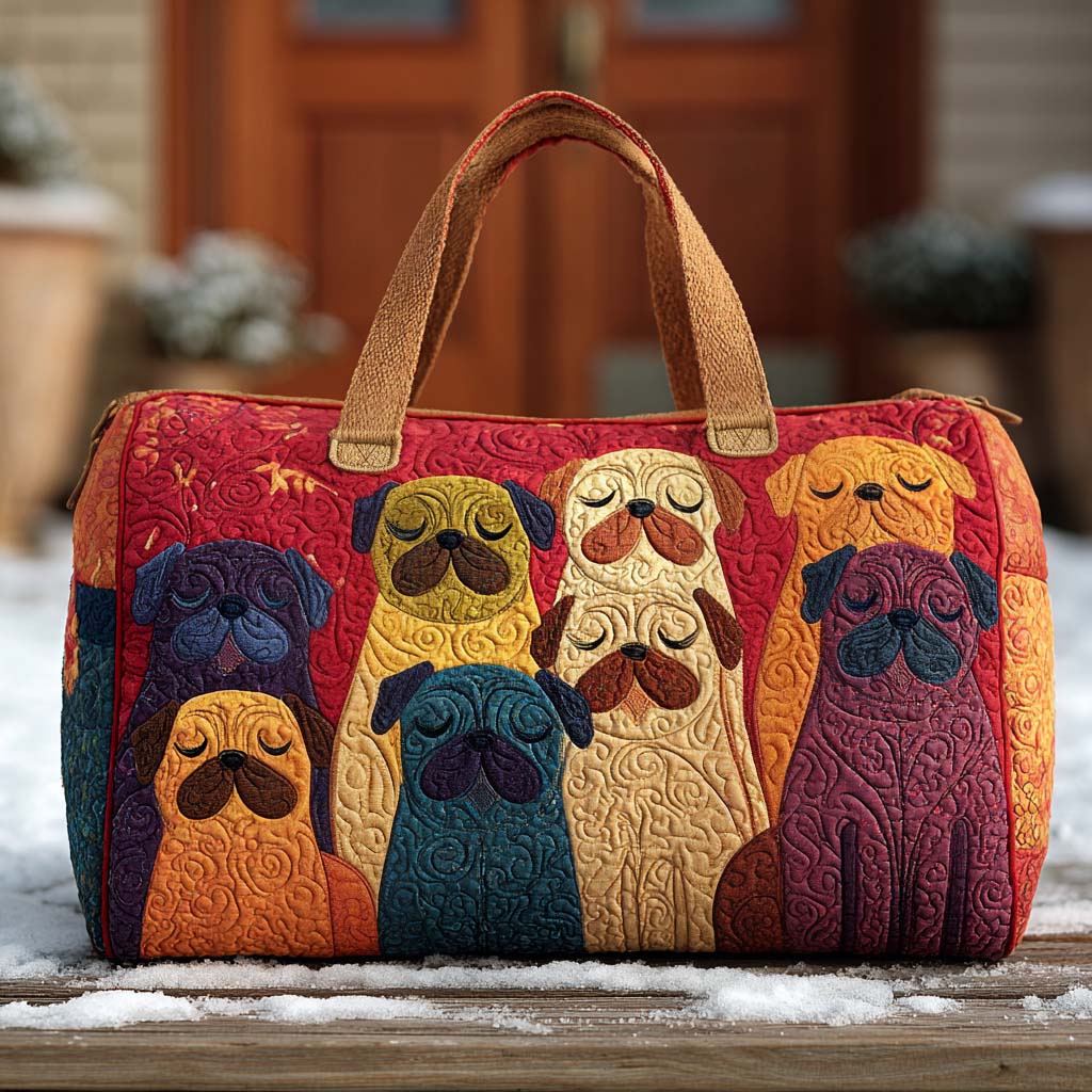 Giggle Pug Quilted Duffle Bag