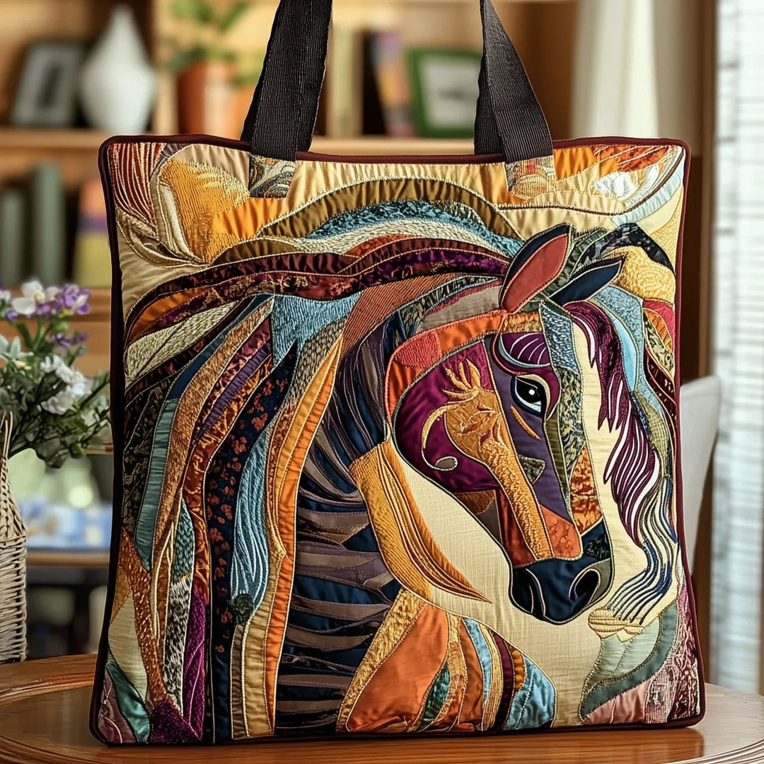 Multicoloured Mosaic Horse Artisan Quilted Bag