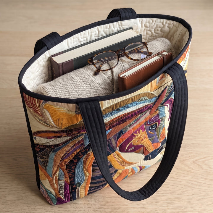 Multicoloured Mosaic Horse Artisan Quilted Bag