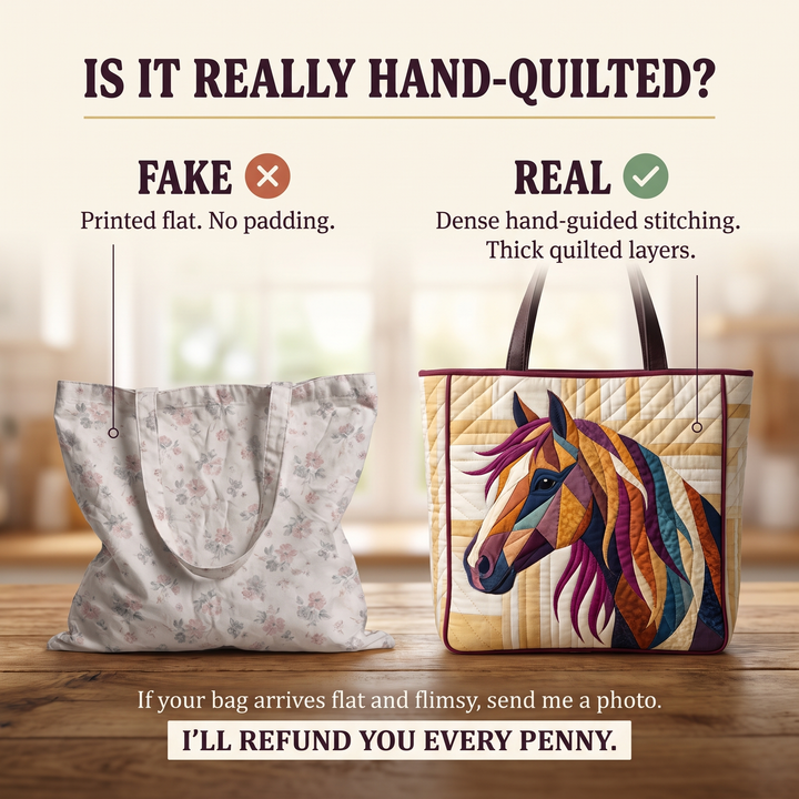 Multicoloured Mosaic Horse Artisan Quilted Bag