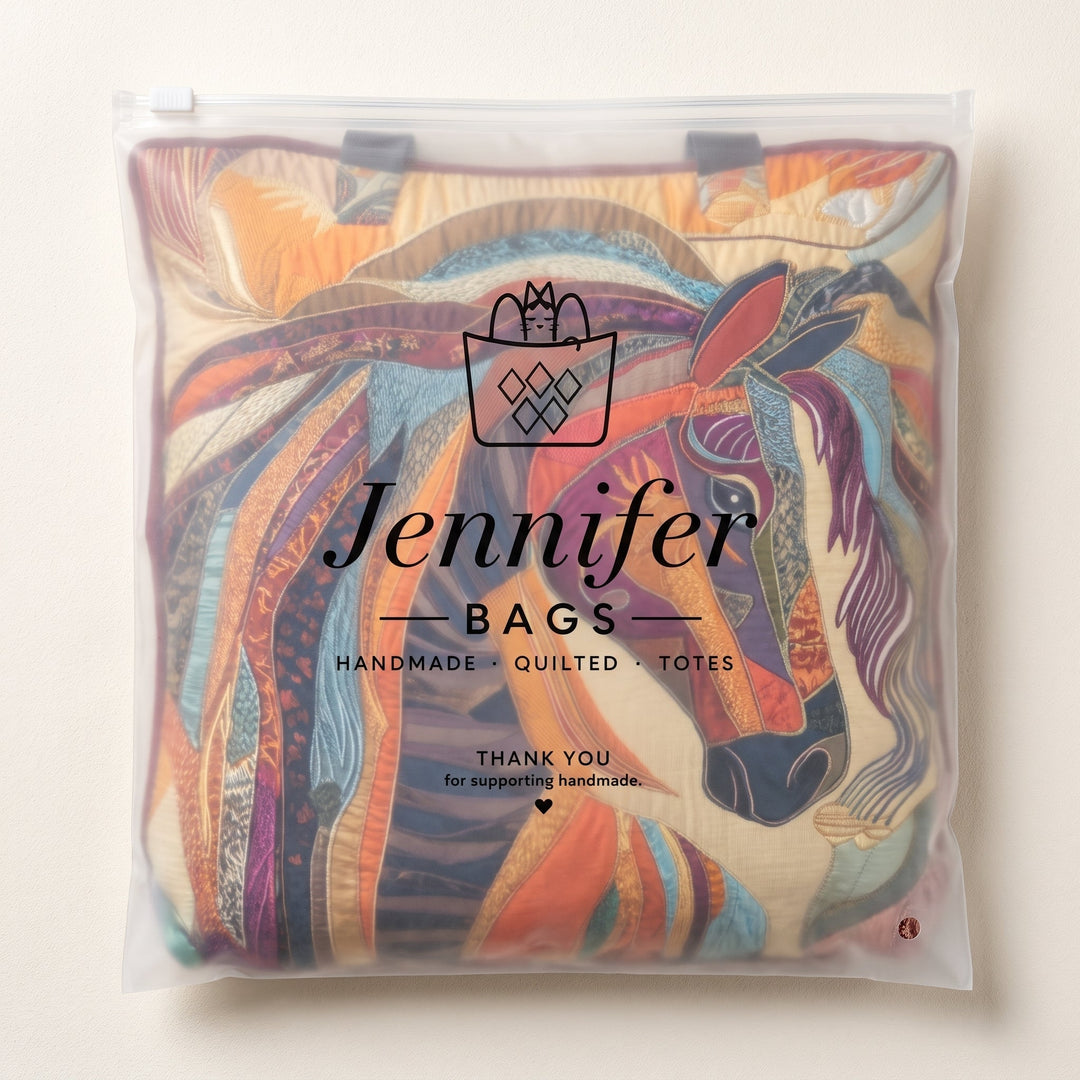 Multicoloured Mosaic Horse Artisan Quilted Bag