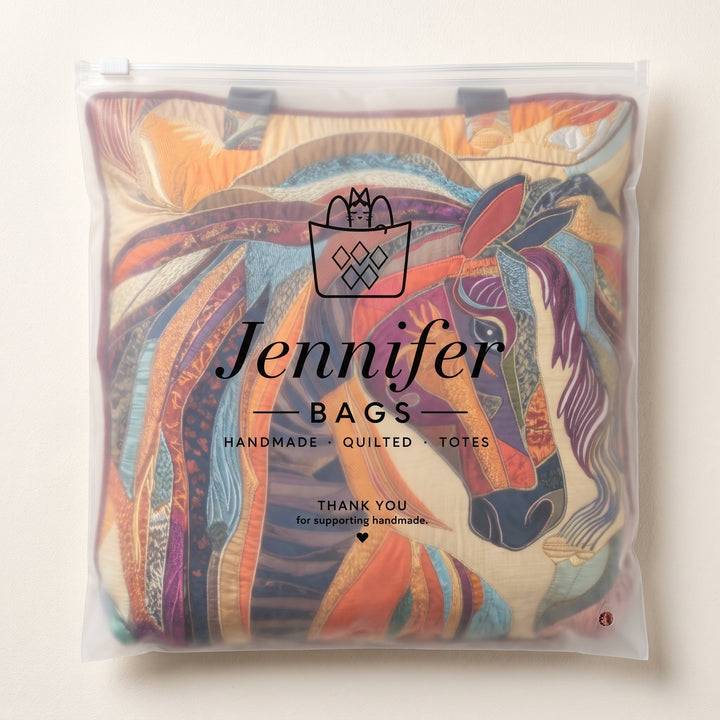Multicoloured Mosaic Horse Artisan Quilted Bag