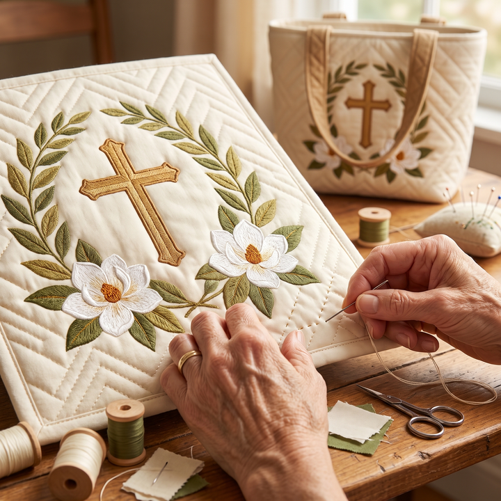 Sacred Cross Artisan Quilted Bag