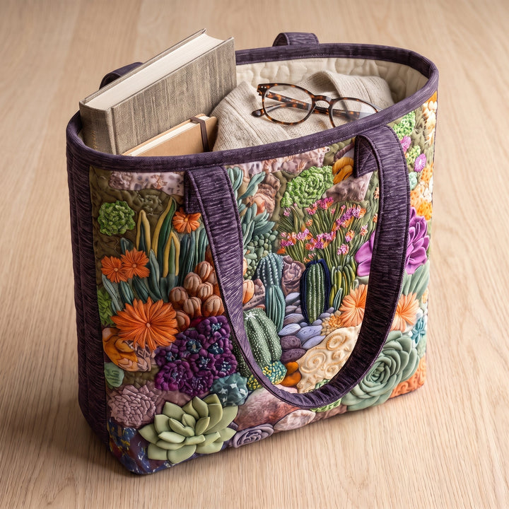 Succulent Garden Artisan Quilted Bag
