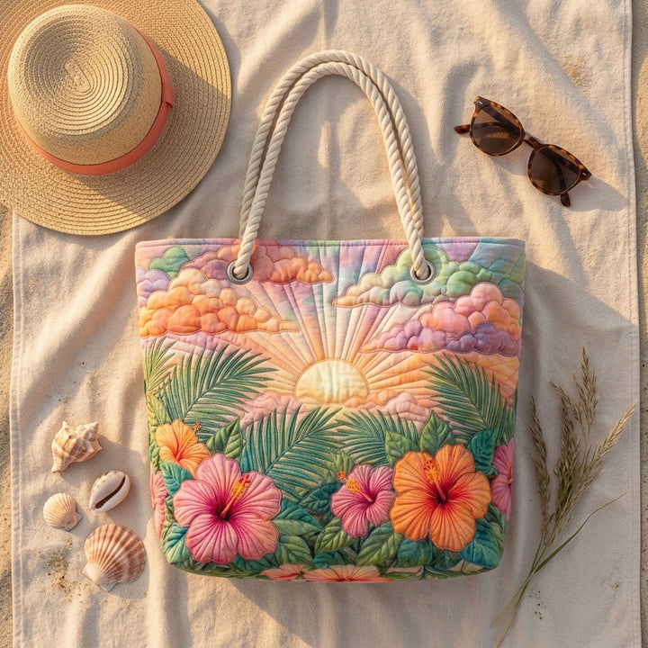 Tropical Dawn Artisan Quilted Beach Bag
