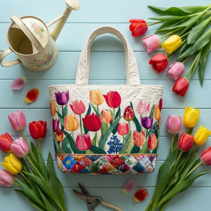 Tulip Garden Artisan Quilted Bag