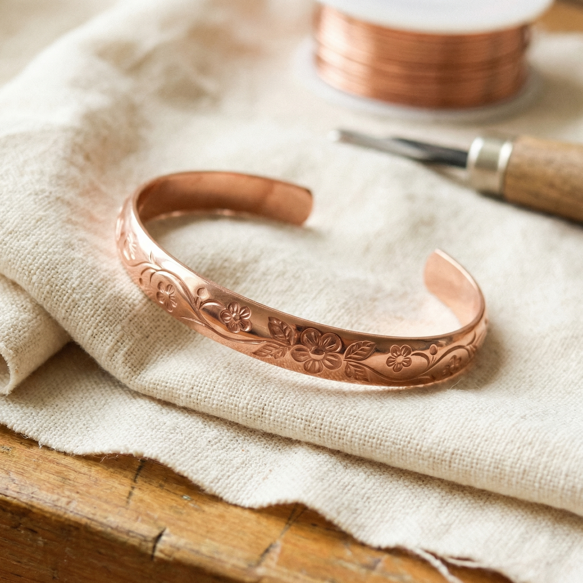 Gabriella Budapest Floral Copper Bracelet