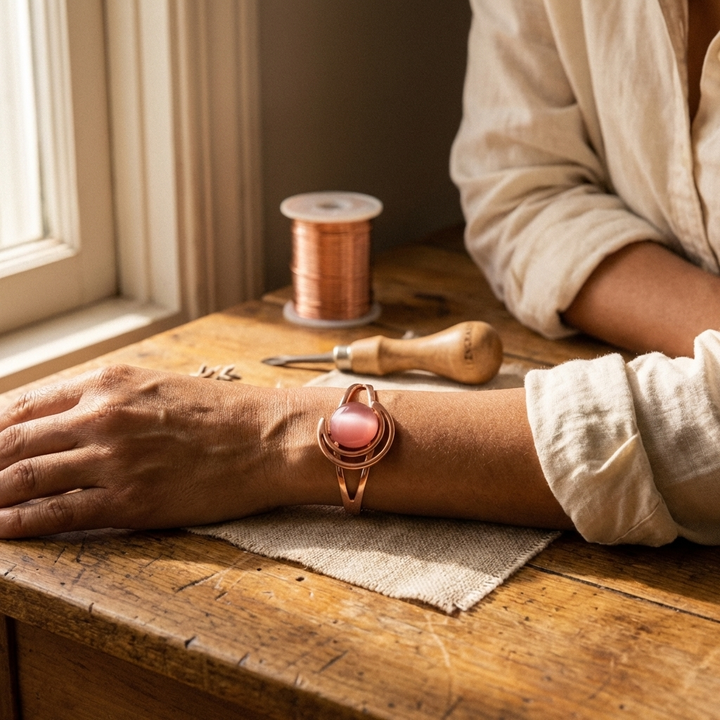 Pink Copper Bracelet Sphere