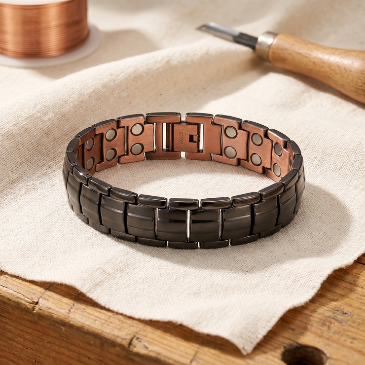 ochre-coloured men's copper bracelet
