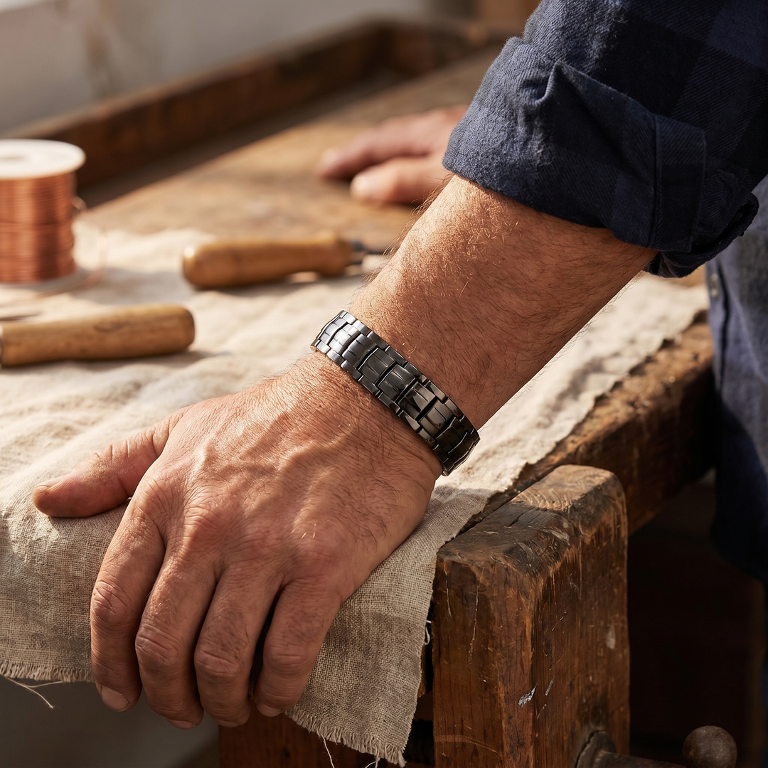 ochre-coloured men's copper bracelet