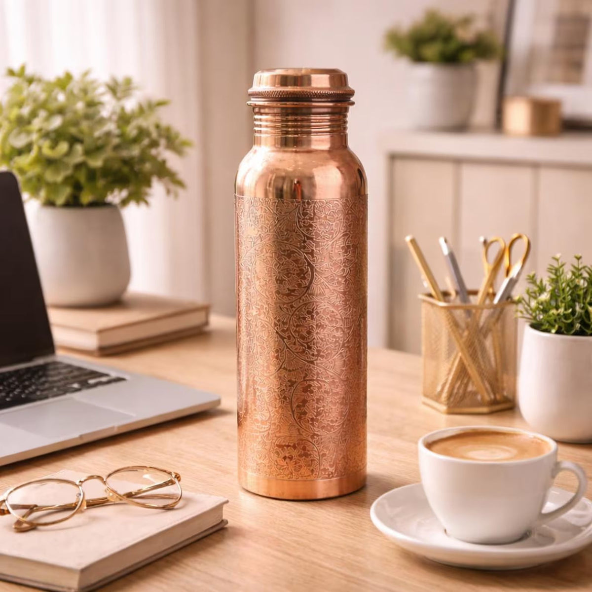 950 ml Engraved Copper Water Bottle