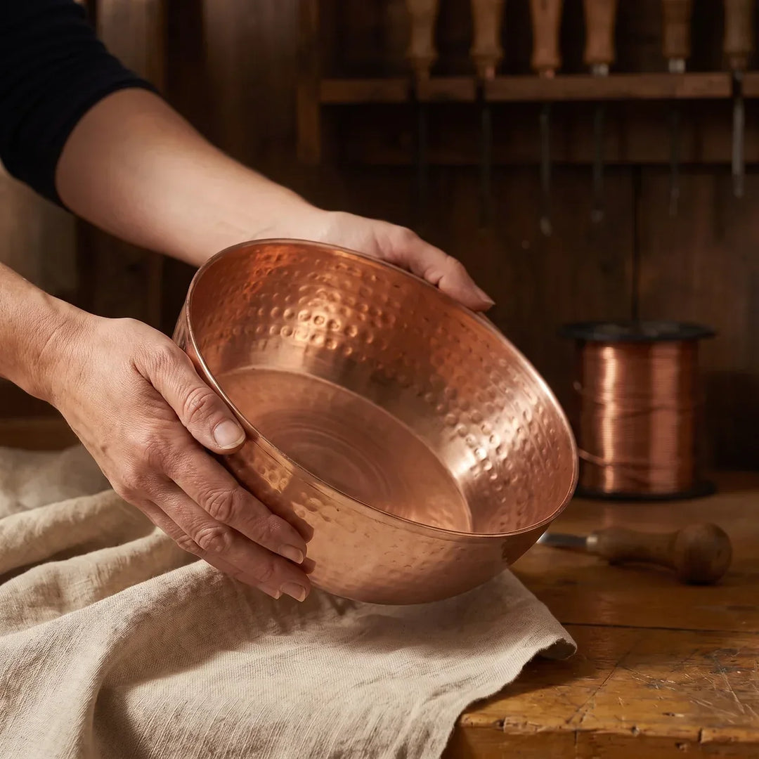 Hand-Hammered Serving Copper Bowl